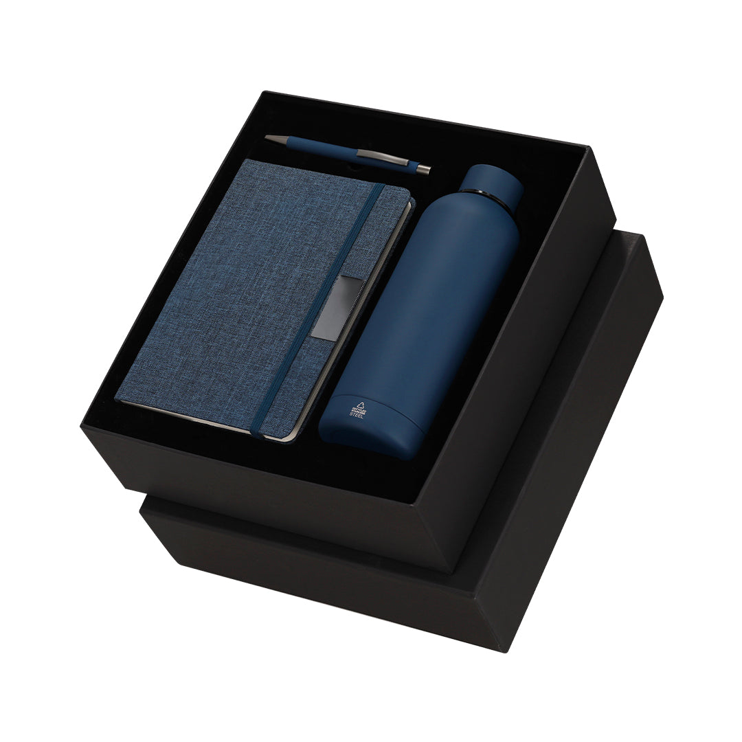 Conjunto de Blocos de Notas e Caneta com Garrafa Térmica