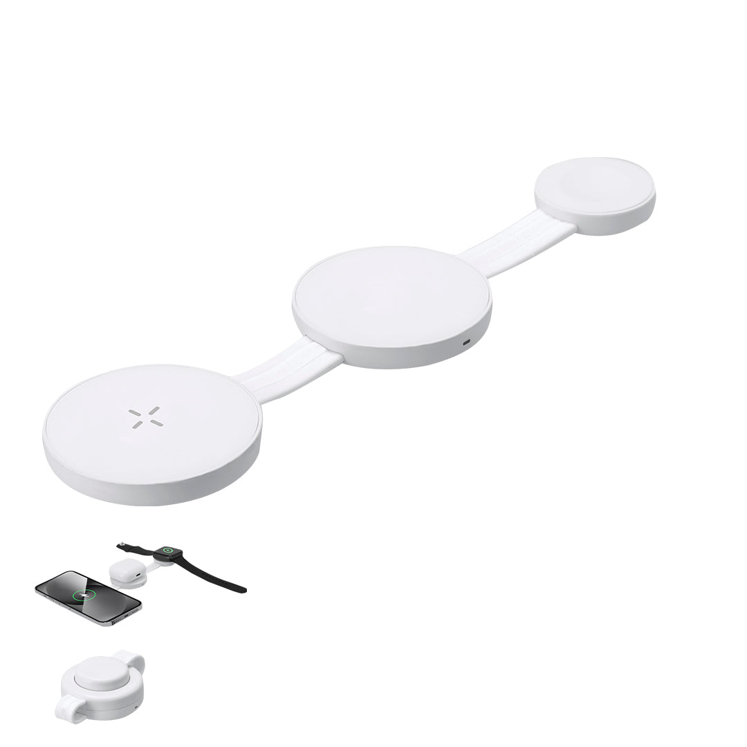 Carregador Sem Fios Magnético 15W 3 em 1 Compacto