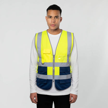 Colete Alta Visibilidade Bicolor com Bolsos Funcionais
