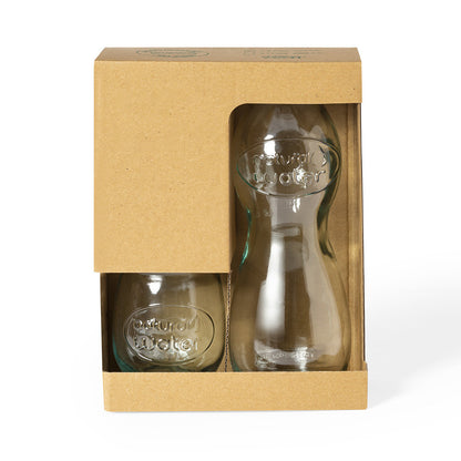 Conjunto Nature com 2 Copos e Garrafa em Vidro Reciclado