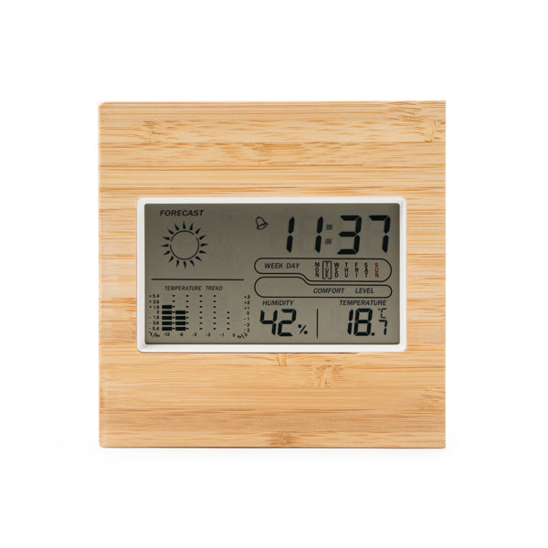 Relógio Digital em Bambu com Humidade e Temperatura