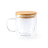 Caneca de Vidro com Tampa de Bambu 300ml