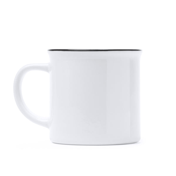 Caneca de Cerâmica Branca com Borda Preta 350ml