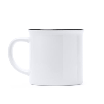 Caneca de Cerâmica Branca com Borda Preta 350ml