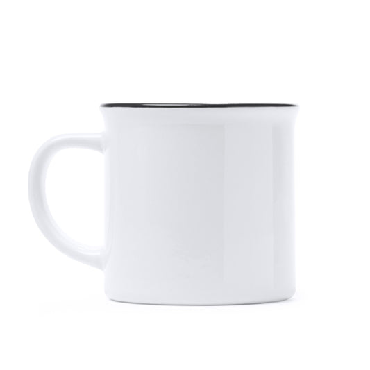 Caneca de Cerâmica Branca com Borda Preta 350ml