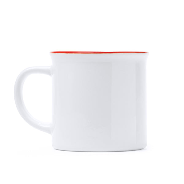 Caneca de Cerâmica Branca com Borda Preta 350ml