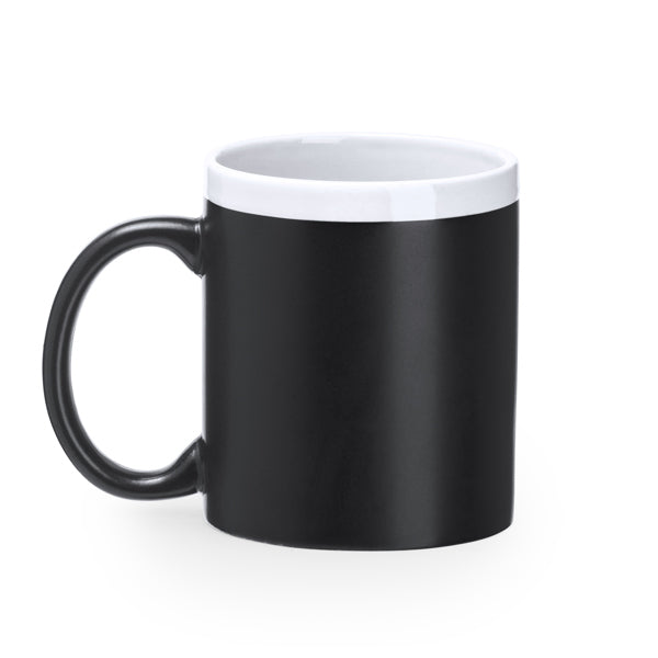 Caneca de Cerâmica Preta 300ml com Interior Colorido
