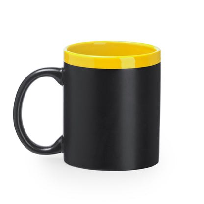 Caneca de Cerâmica Preta 300ml com Interior Colorido