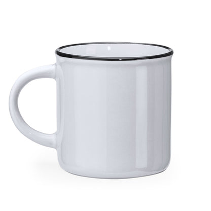 Caneca de Cerâmica Branca 350ml com Borda Colorida