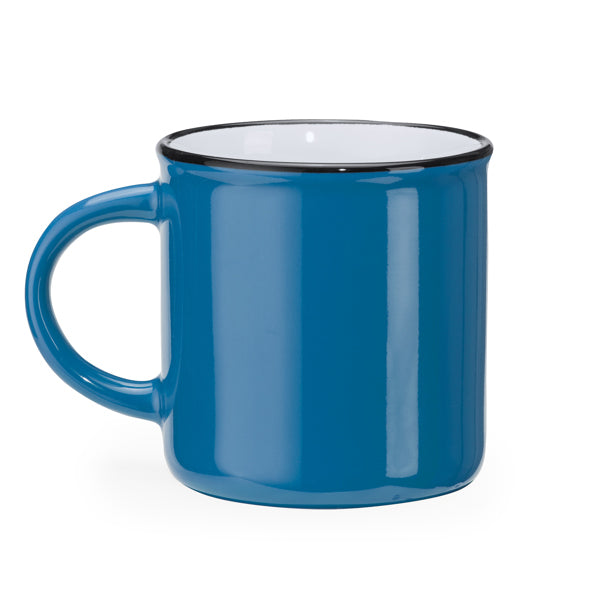 Caneca de Cerâmica Branca 350ml com Borda Colorida