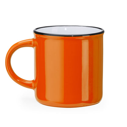 Caneca de Cerâmica Branca 350ml com Borda Colorida