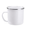 Caneca de Metal Branca 350ml com Borda Prateada