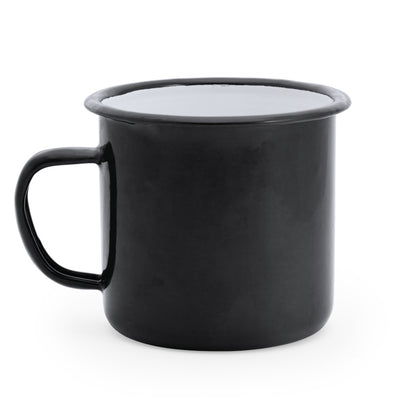 Caneca de Metal Branca 350ml com Borda Preta
