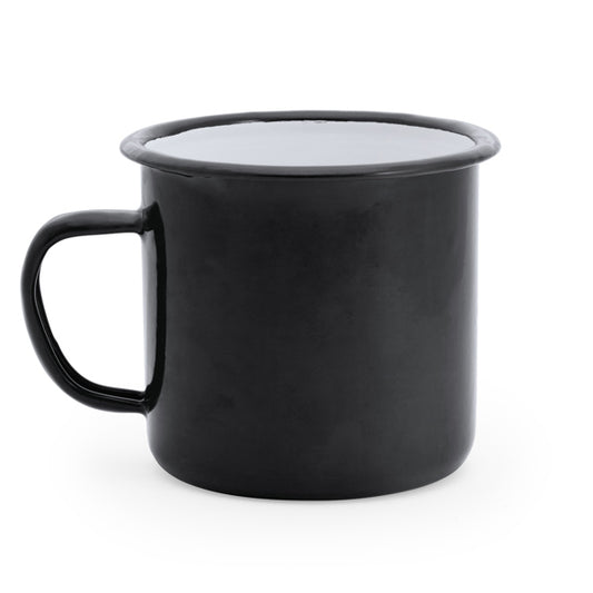 Caneca de Metal Branca 350ml com Borda Preta