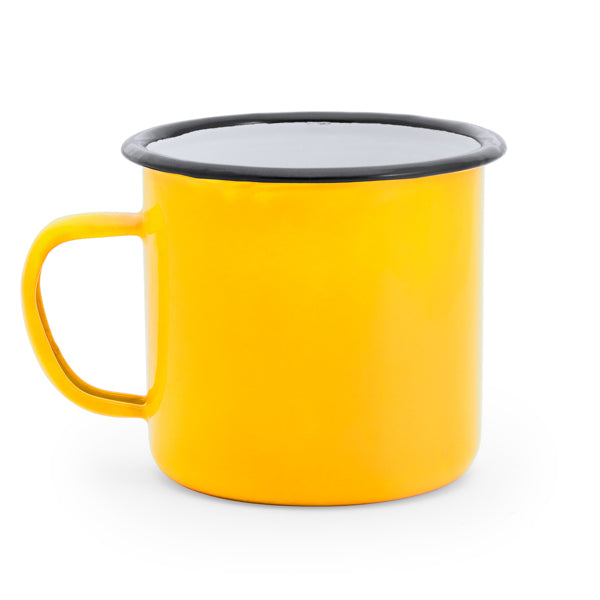 Caneca de Metal Branca 350ml com Borda Preta
