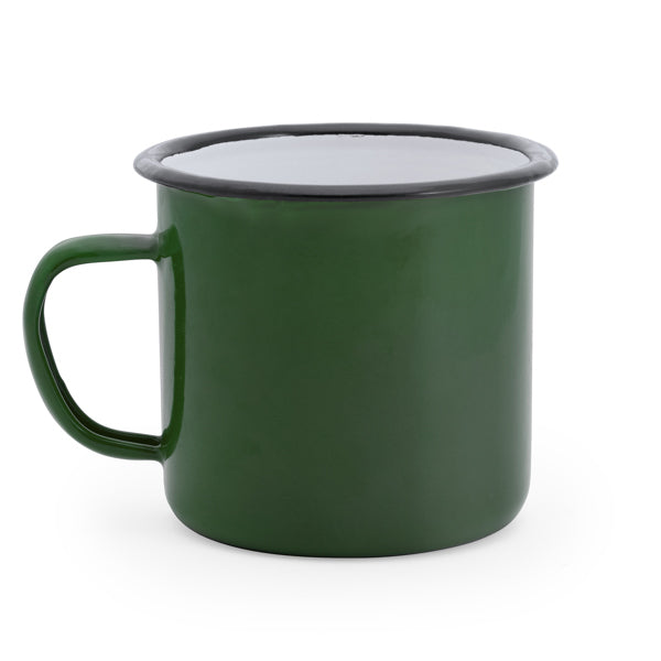 Caneca de Metal Branca 350ml com Borda Preta