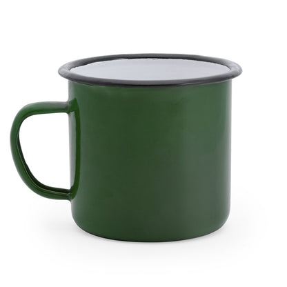 Caneca de Metal Branca 350ml com Borda Preta