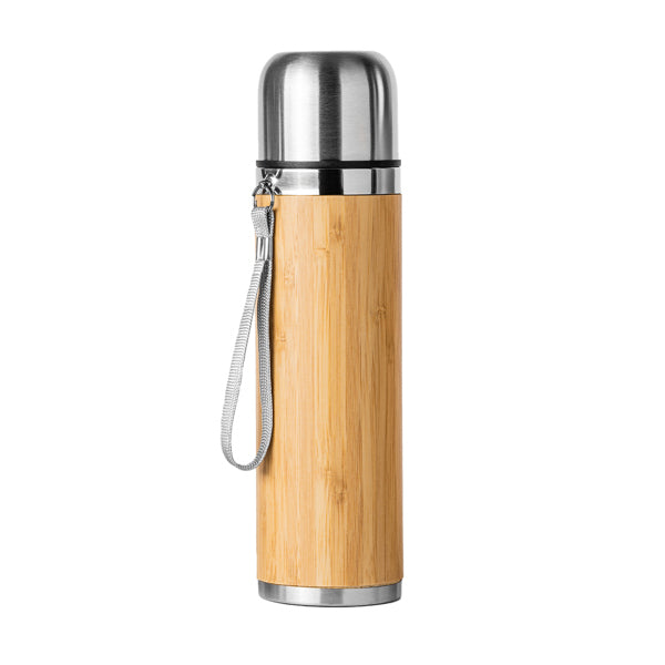 Garrafa Térmica em Bambu e Aço Inoxidável 500ml