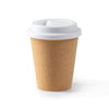 Copo de Papel Kraft 300ml com Tampa Branca