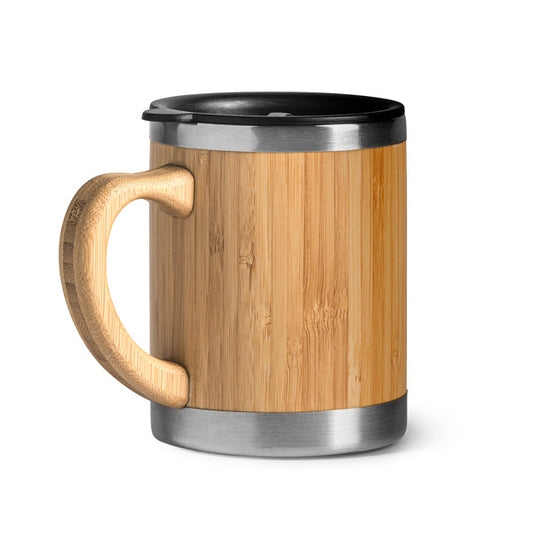Caneca PANA em Aço Inoxidável com Exterior em Bambu