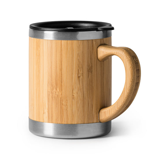 Caneca Térmica em Bambu com Interior Colorido