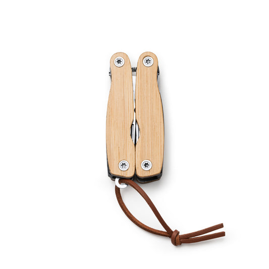 Multitool em Madeira com Cordão de Couro