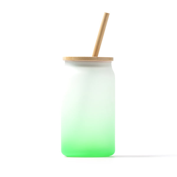 Copo de Vidro com Tampa de Bambu e Estraw 300ml