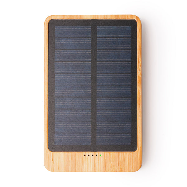 Powerbank em Bambu 10000mAh com Painel Solar