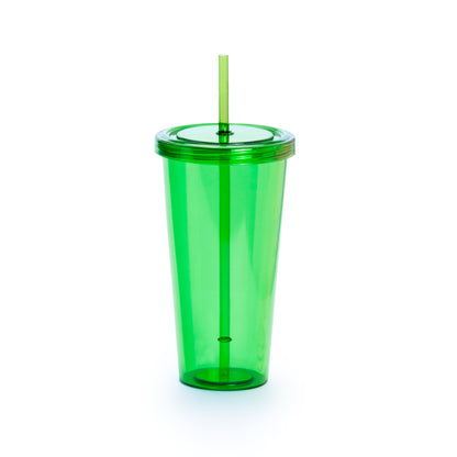Vaso Trinox 750ml Transparente com Tampa e Palhinha