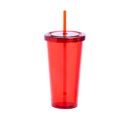 Vaso Trinox 750ml Transparente com Tampa e Palhinha