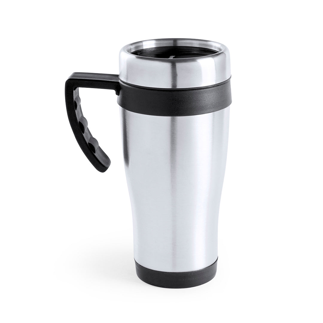 Caneca Inox Brilhante 450ml com Tampa Doseadora