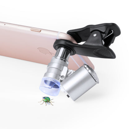 Microscópio Smartphone Ajustável 60X com Luz UV