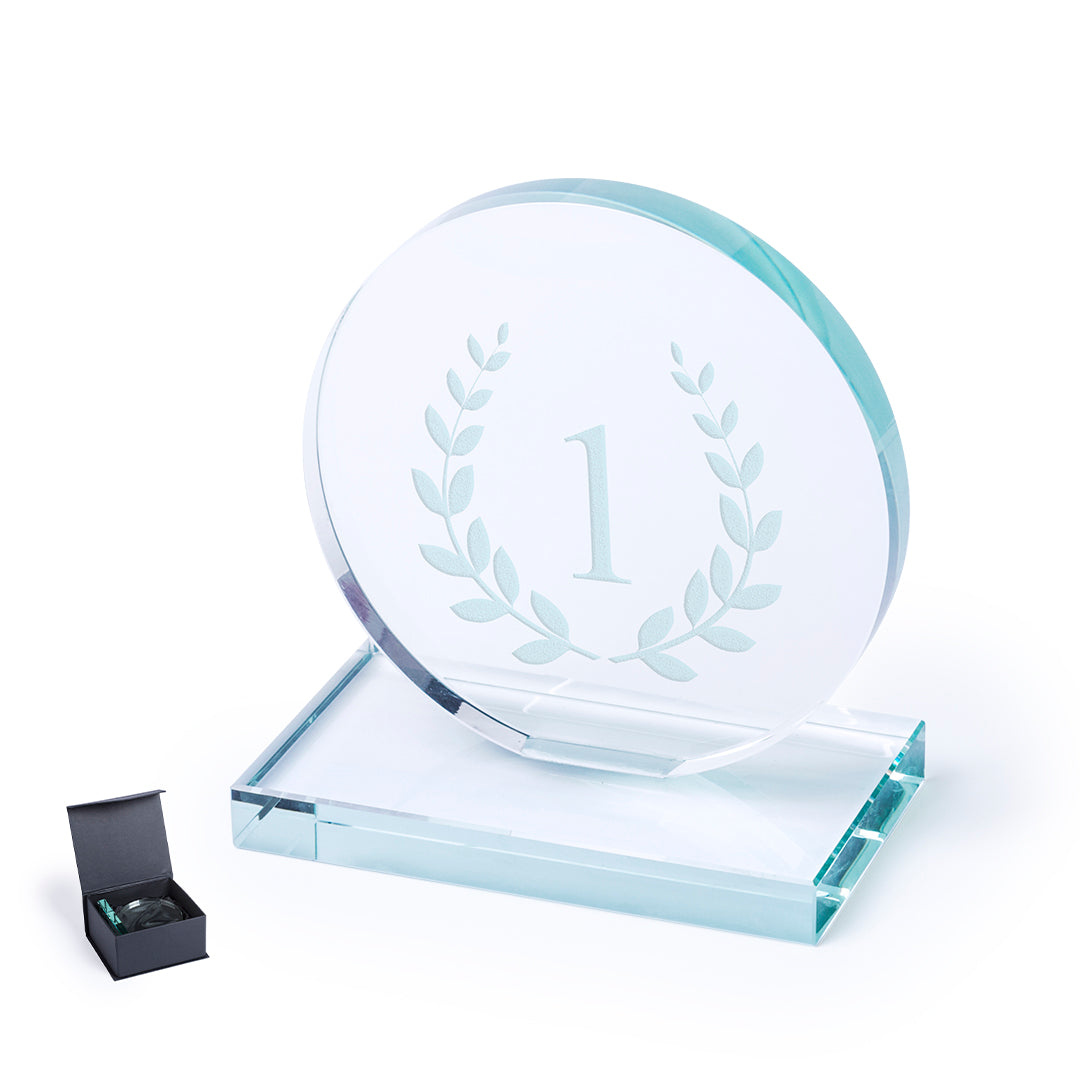 Troféu de Vidro Elegante com Base Quadrada