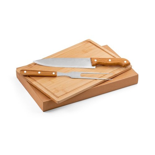 POKE - Conjunto de utensílios para barbecue com tábua em bambu