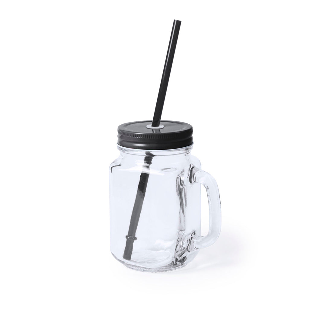 Tarro Multiusos de Cristal 500ml com Tampa e Palhinha