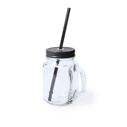 Tarro Multiusos de Cristal 500ml com Tampa e Palhinha