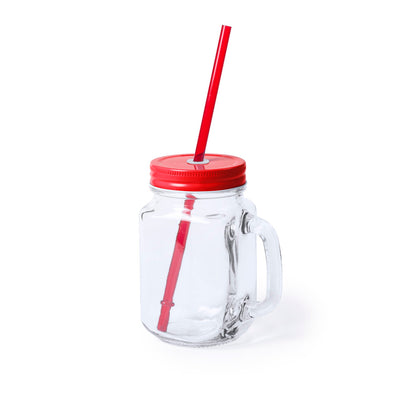 Tarro Multiusos de Cristal 500ml com Tampa e Palhinha