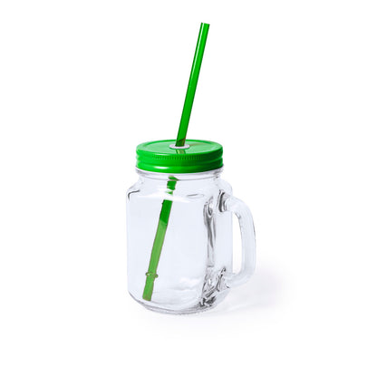 Tarro Multiusos de Cristal 500ml com Tampa e Palhinha