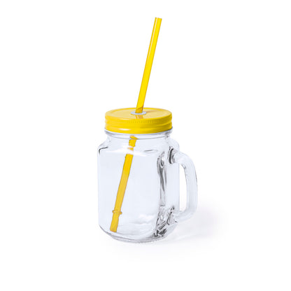 Tarro Multiusos de Cristal 500ml com Tampa e Palhinha