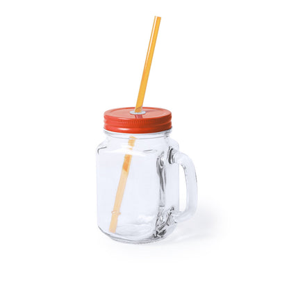 Tarro Multiusos de Cristal 500ml com Tampa e Palhinha