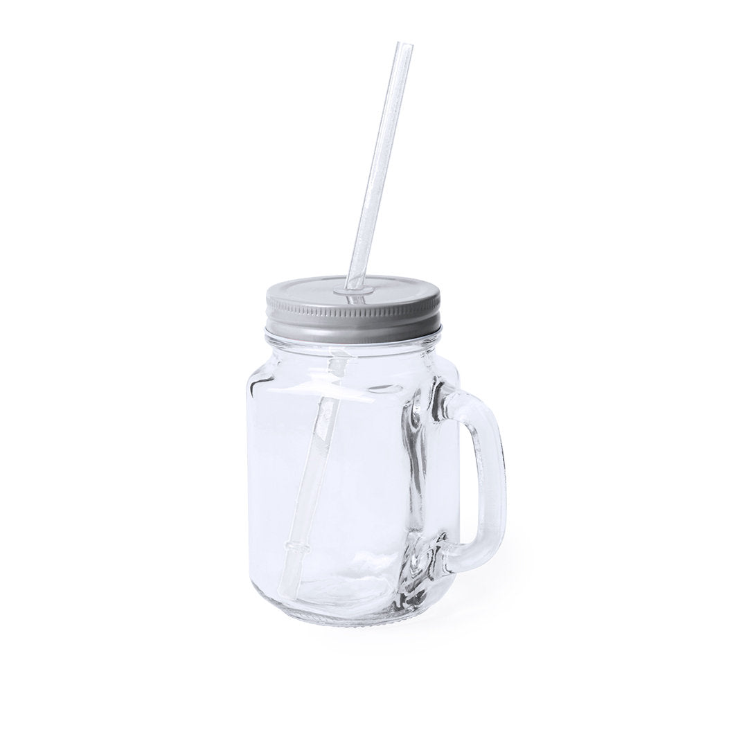 Tarro Multiusos de Cristal 500ml com Tampa e Palhinha