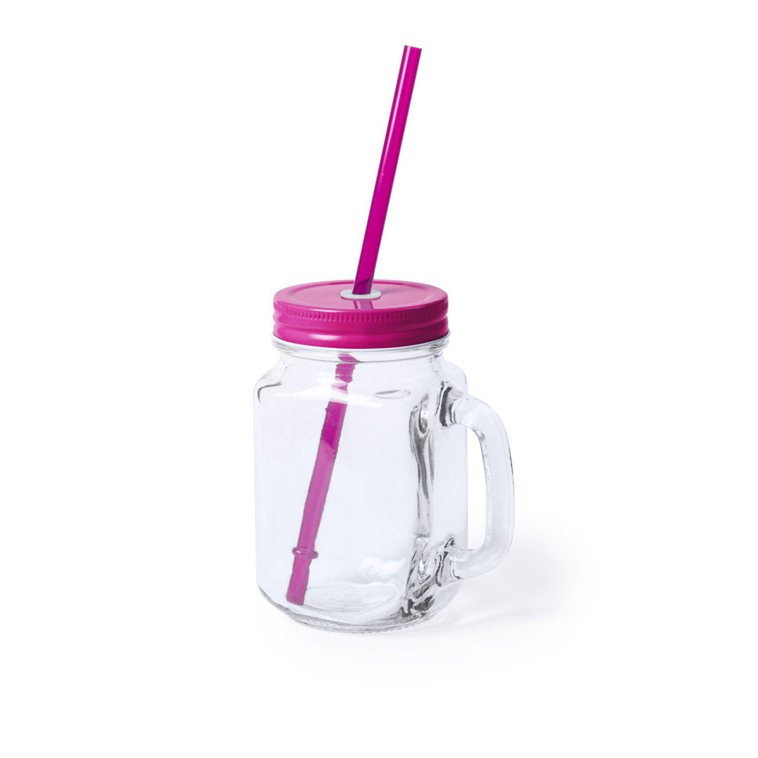 Tarro Multiusos de Cristal 500ml com Tampa e Palhinha