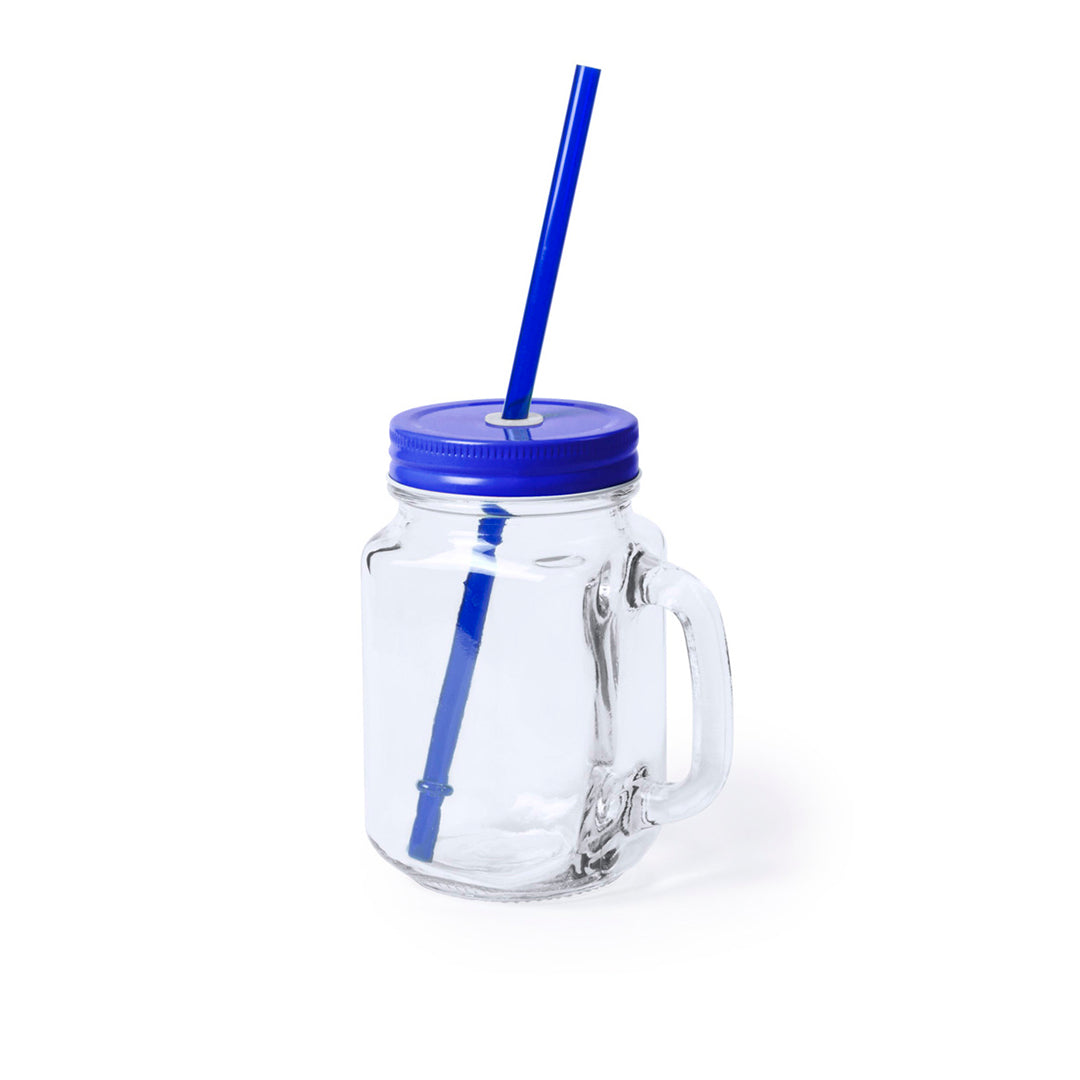 Tarro Multiusos de Cristal 500ml com Tampa e Palhinha