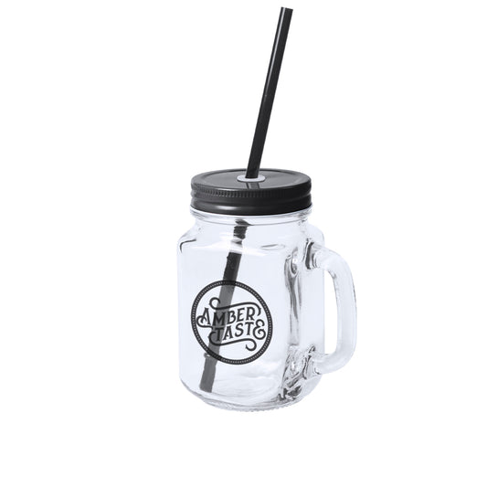 Tarro Multiusos de Cristal 500ml com Tampa e Palhinha