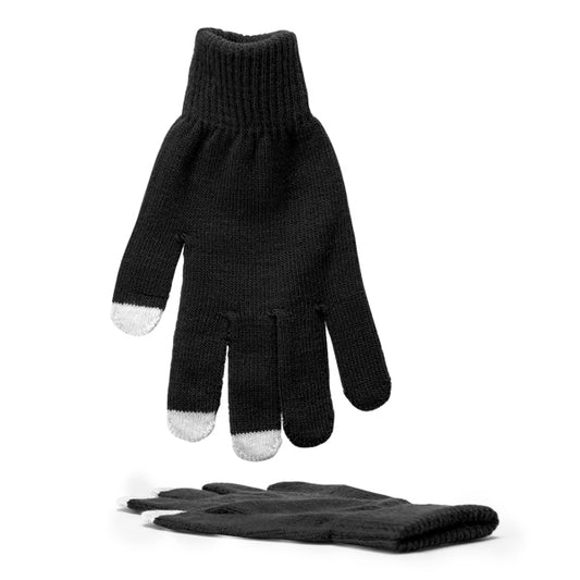 Luvas Tácteis de Algodão Preto com Pontas Brancas