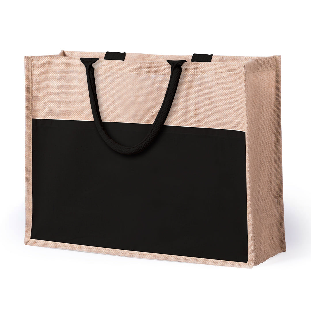 Bolsa de Juta com Bolso Frontal e Asas Reforçadas
