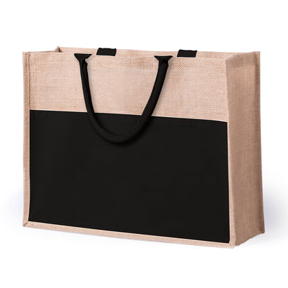 Bolsa de Juta com Bolso Frontal e Asas Reforçadas