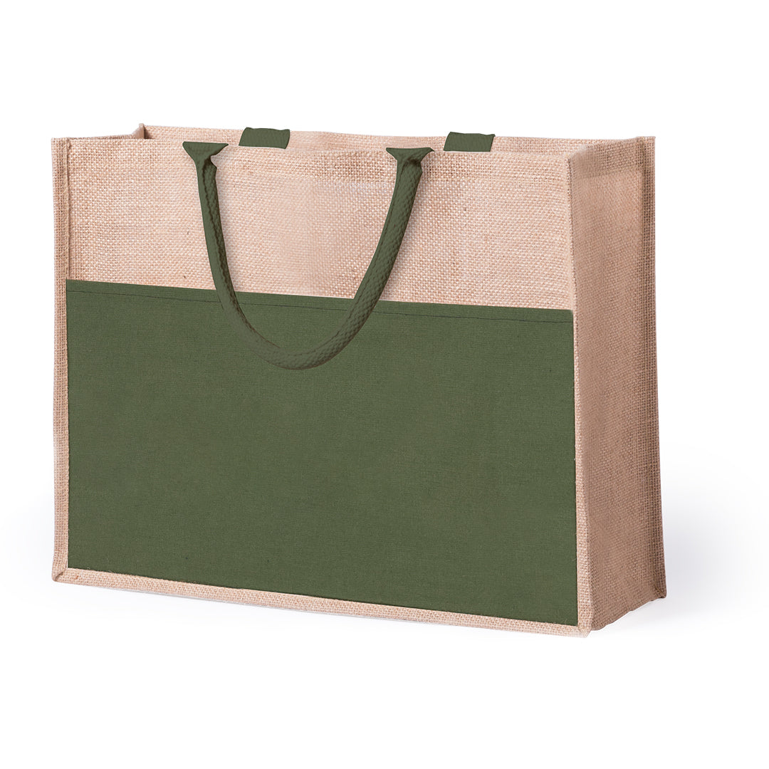 Bolsa de Juta com Bolso Frontal e Asas Reforçadas