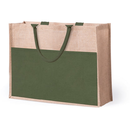 Bolsa de Juta com Bolso Frontal e Asas Reforçadas
