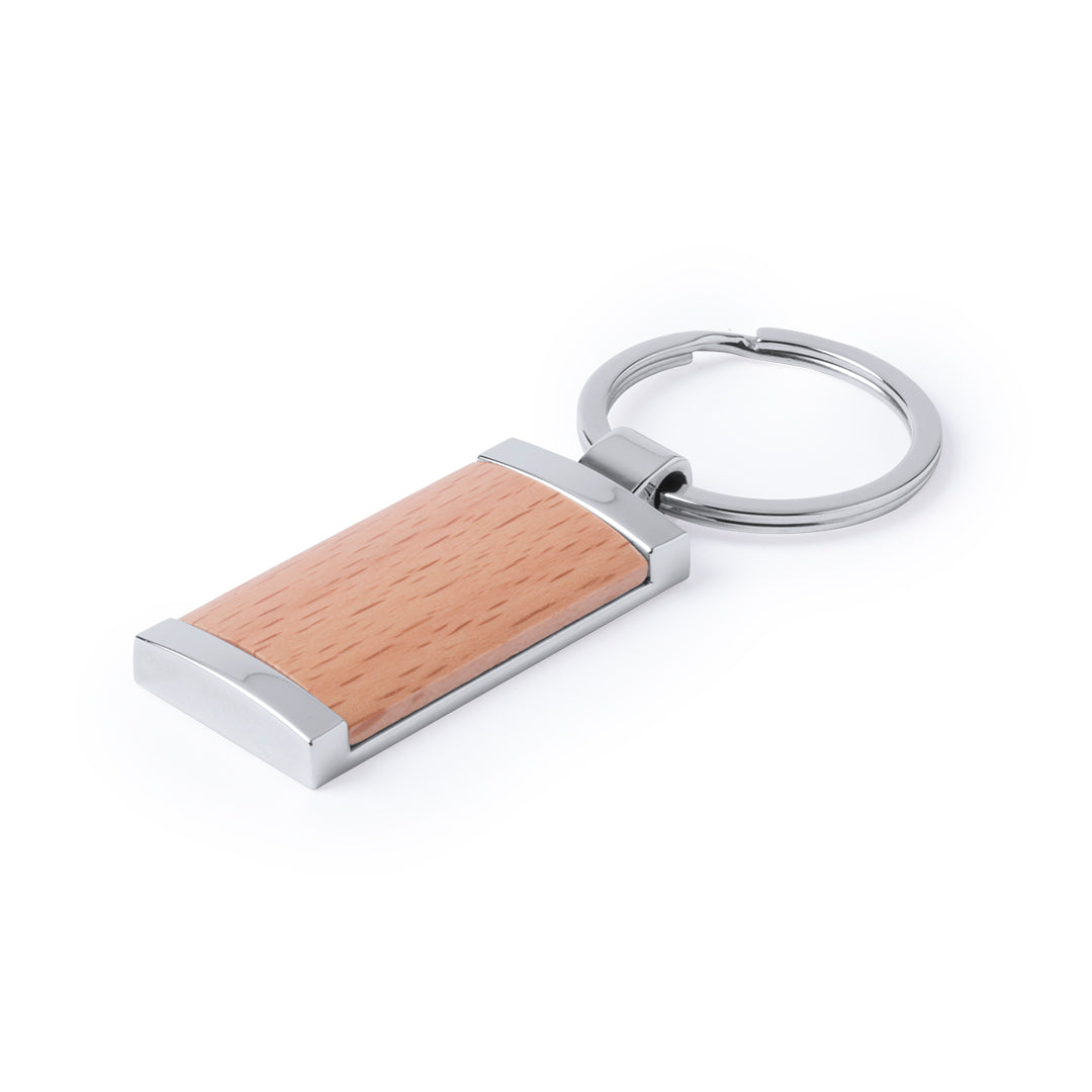 Chaveiro Vitolok em Metal e Madeira Natural